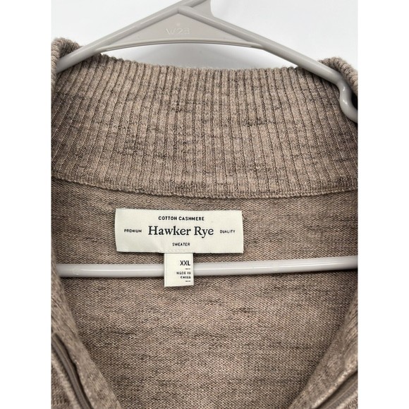 Hawker Rye Sweater  Heather Beige/ Brown Half Zip Mock Neck Size XXL - Picture 3 of 6